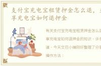 支付宝充电宝租赁押金怎么退，支付宝共享充电宝如何退押金