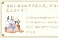 微信文章添加音乐怎么弄，微信时刻文章怎么添加音乐