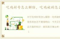 吃鸡封号怎么解除，吃鸡被封怎么解封