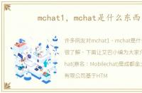 mchat1，mchat是什么东西