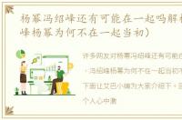 杨幂冯绍峰还有可能在一起吗解析（冯绍峰杨幂为何不在一起当初）
