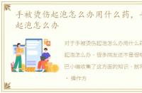 手被烫伤起泡怎么办用什么药，手被烫伤起泡怎么办