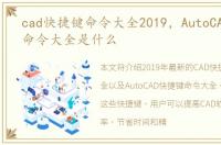 cad快捷键命令大全2019，AutoCAD快捷键命令大全是什么