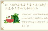 江一燕和赵寒是夫妻关系吗唐有孩子吗赵汉堂个人资料及年龄作品