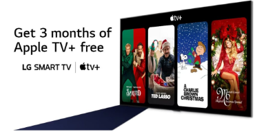 限时使用LG智能电视免费使用Apple TV+3个月