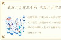农历二月有三十吗 农历二月有三十吗