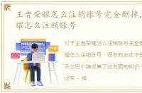 王者荣耀怎么注销账号完全删掉，王者荣耀怎么注销账号