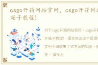 csgo开箱网站官网，csgo开箱网站免费开箱子教程!