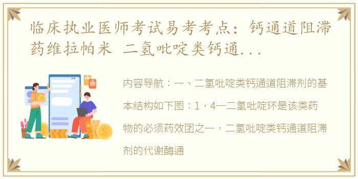 临床执业医师考试易考考点：钙通道阻滞药维拉帕米 二氢吡啶类钙通道阻滞剂作用机制