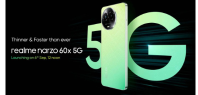 荣耀narzo60x 5G手机和配备30dB ANC的realmeBudsT300将于9月6日推出