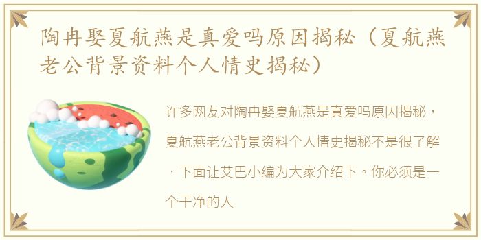陶冉娶夏航燕是真爱吗原因揭秘（夏航燕老公背景资料个人情史揭秘）