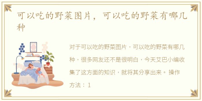 可以吃的野菜图片，可以吃的野菜有哪几种