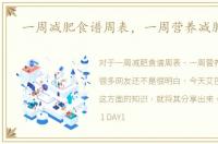 一周减肥食谱周表，一周营养减肥食谱