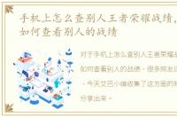 手机上怎么查别人王者荣耀战绩，手机上如何查看别人的战绩