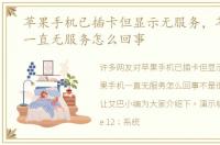 苹果手机已插卡但显示无服务，苹果手机一直无服务怎么回事