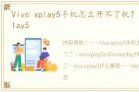 Vivo xplay5手机怎么开不了机？ vivo xplay5