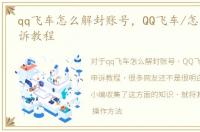qq飞车怎么解封账号，QQ飞车/怎么解封申诉教程