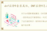 dnf寂静9套装属性，DNF寂静9怎么升级