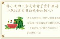 释小龙的父亲是谁背景资料显赫（深扒释小龙的真实身份竟如此惊人）