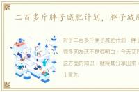 二百多斤胖子减肥计划，胖子减肥计划