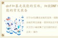 dnf加暴走技能的宝珠，细数DNF加暴走技能的常见装备