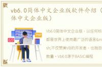 vb6.0简体中文企业版软件介绍（vb6.0简体中文企业版）