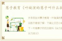 慧子教育（叶璇演的慧子叫什么抗日剧）
