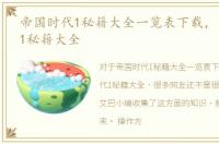 帝国时代1秘籍大全一览表下载，帝国时代1秘籍大全