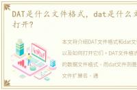 DAT是什么文件格式，dat是什么文件?怎么打开?