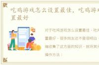 吃鸡游戏怎么设置最佳，吃鸡游戏如何设置最好