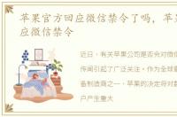 苹果官方回应微信禁令了吗，苹果官方回应微信禁令