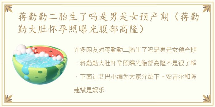 蒋勤勤二胎生了吗是男是女预产期（蒋勤勤大肚怀孕照曝光腹部高隆）