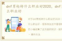 dnf男枪转什么职业好2020，dnf男枪转什么职业好