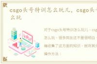 csgo头号特训怎么玩儿，csgo头号特训怎么玩