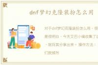 dnf梦幻克隆装扮怎么用