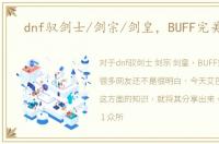 dnf驭剑士/剑宗/剑皇，BUFF完美换装
