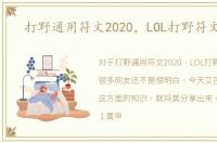 打野通用符文2020，LOL打野符文搭配