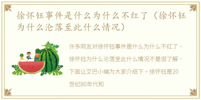 徐怀钰事件是什么为什么不红了（徐怀钰为什么沦落至此什么情况）