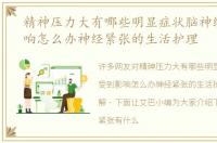 精神压力大有哪些明显症状脑神经受到影响怎么办神经紧张的生活护理