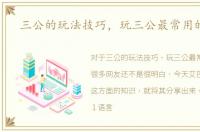 三公的玩法技巧，玩三公最常用的技巧