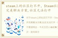 steam上的社区打不开，Steam社区打不开完美解决方案,社区无法打开