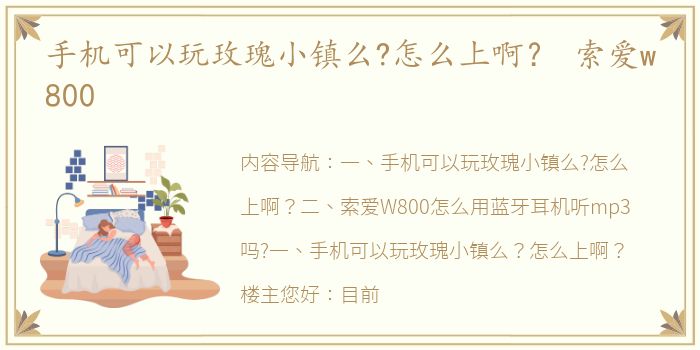 手机可以玩玫瑰小镇么?怎么上啊？ 索爱w800