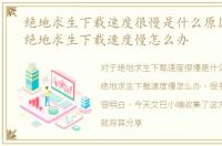 绝地求生下载速度很慢是什么原因，吃鸡绝地求生下载速度慢怎么办