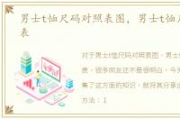 男士t恤尺码对照表图，男士t恤尺码对照表
