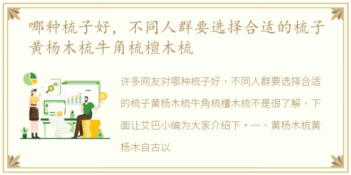 哪种梳子好，不同人群要选择合适的梳子黄杨木梳牛角梳檀木梳