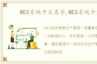 MES系统中文名字,MES系统介绍