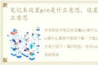 笔记本设置pin是什么意思，设置pin是什么意思