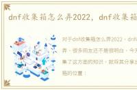 dnf收集箱怎么弄2022，dnf收集箱怎么弄