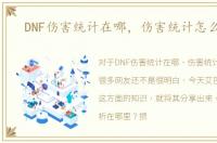 DNF伤害统计在哪，伤害统计怎么打开