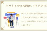 华为去年营收6368亿（净利润1137亿）